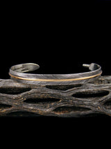 Native American Sterling Silver and 12kt Gold Feather Bracelet - PuebloDirect.com