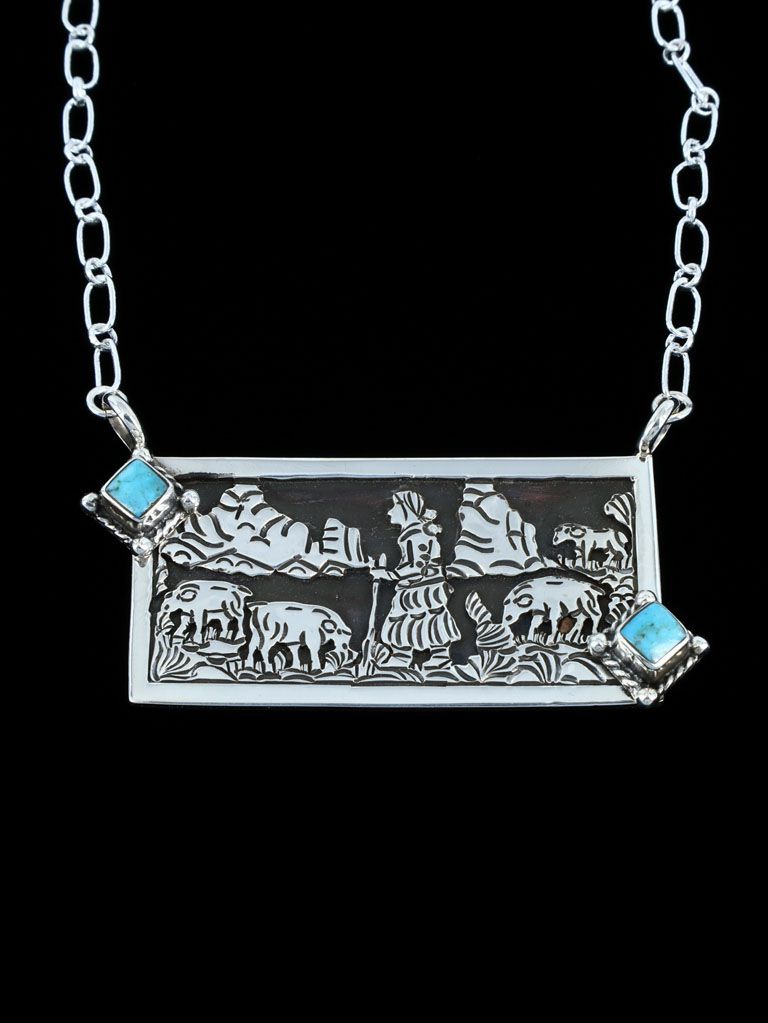 Native American Jewelry Turquoise Storyteller Choker Necklace - PuebloDirect.com