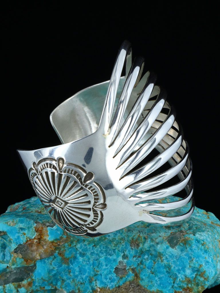 Native American Indian Jewelry Sterling Silver Cuff Bracelet - PuebloDirect.com
