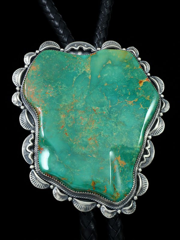 Native American Sterling Silver Nevada Turquoise Buckle and Bolo Tie - PuebloDirect.com