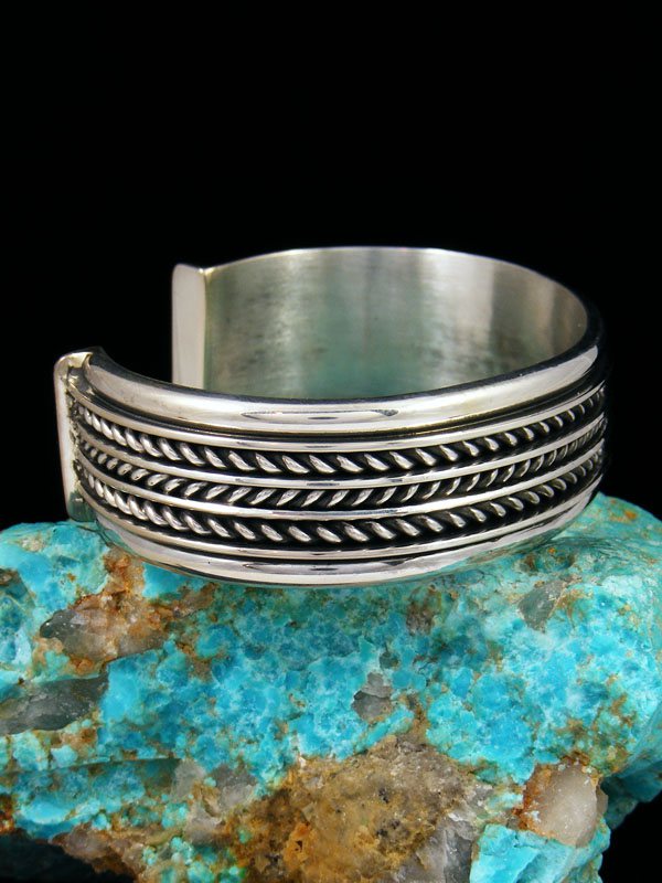 Heavy Native American Sterling Silver Twisted Rope Cuff Bracelet - PuebloDirect.com