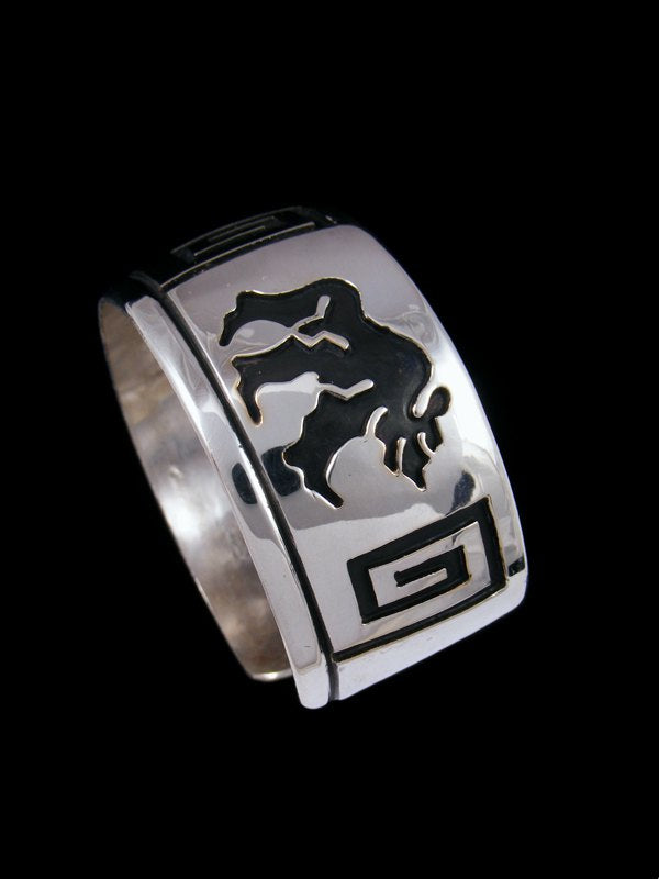 Native American Sterling Silver Overlay Bear Cuff Bracelet - PuebloDirect.com