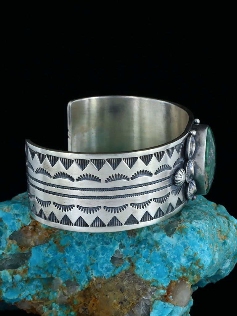 Native American Stamped Natural Australian Variscite Cuff Bracelet - PuebloDirect.com
