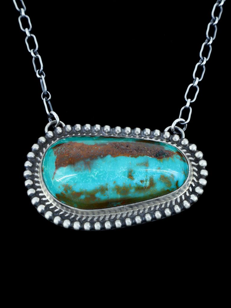 Native American Sterling Silver Jewelry Turquoise Necklace - PuebloDirect.com