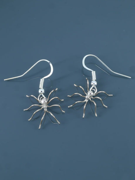 Navajo Spider Sterling Silver Dangle Earrings - PuebloDirect.com