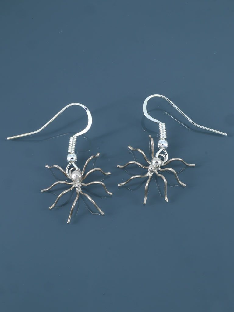 Navajo Spider Sterling Silver Dangle Earrings - PuebloDirect.com