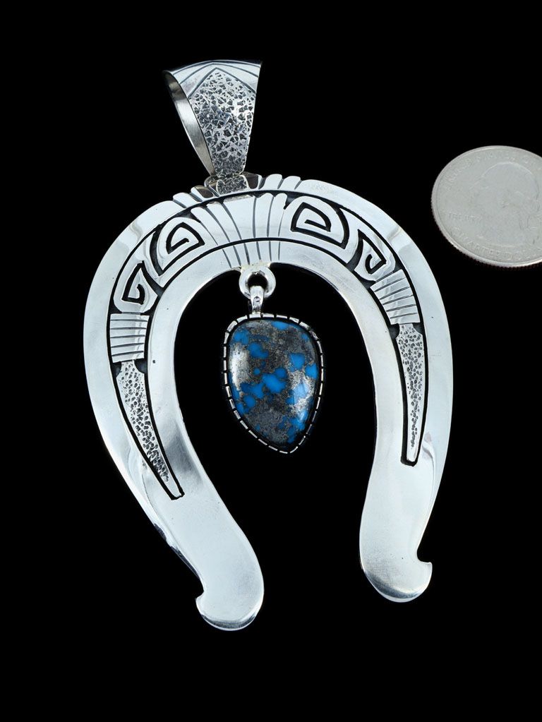 Native American Jewelry Ithaca Peak Turquoise Naja Pendant - PuebloDirect.com