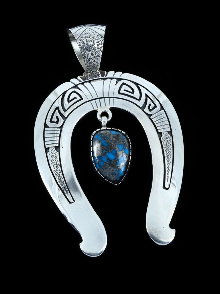 Native American Jewelry Ithaca Peak Turquoise Naja Pendant - PuebloDirect.com