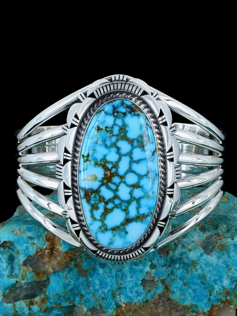 Native American Jewelry Kingman Turquoise Cuff Bracelet - PuebloDirect.com