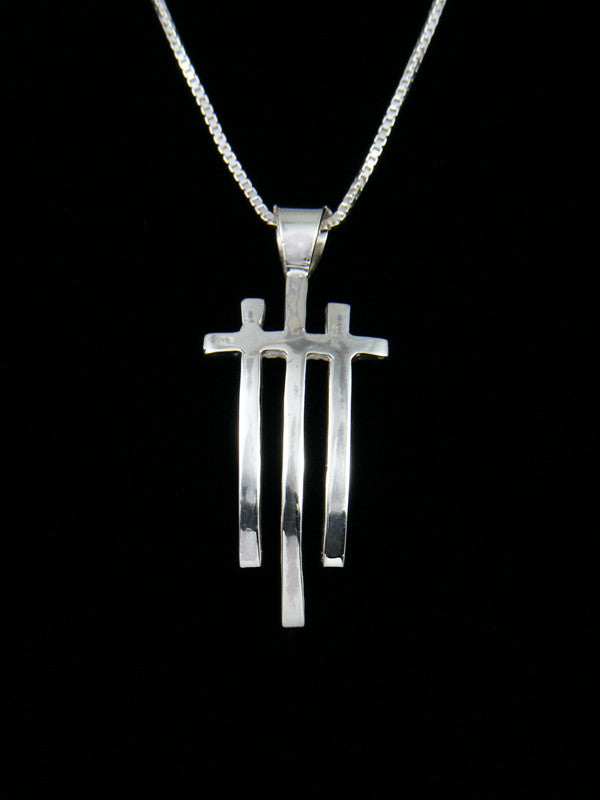 Sterling Silver Triple Navajo Cross Pendant - PuebloDirect.com