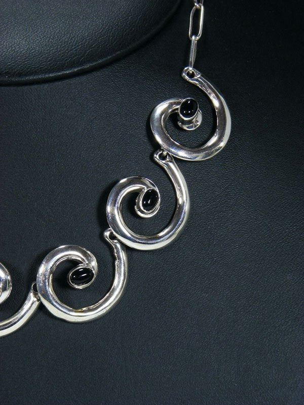 Native American Onyx Swirl Choker Necklace - PuebloDirect.com