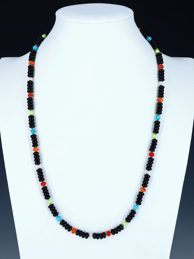 Navajo Onyx Multistone Single Strand Beaded Necklace - PuebloDirect.com