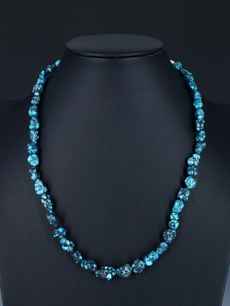 Navajo Turquoise Nugget Single Strand Beaded Necklace - PuebloDirect.com