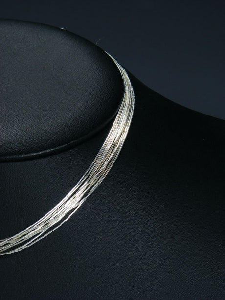 10 Strand Liquid Silver Necklace 16" - PuebloDirect.com