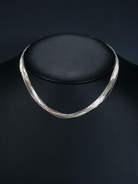 10 Strand Liquid Silver Necklace 16" - PuebloDirect.com