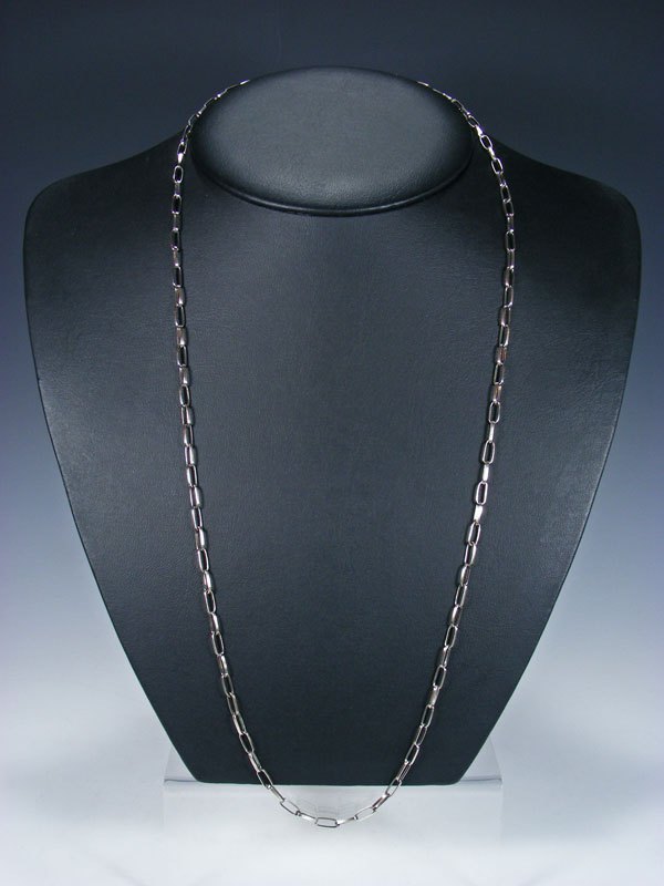 Navajo 30" Handmade Sterling Silver Link Chain Necklace - PuebloDirect.com