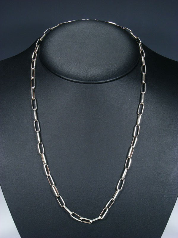 Navajo 25" Handmade Sterling Silver Link Chain Necklace - PuebloDirect.com