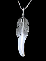 Native American Jewelry Sterling Silver Feather Pendant - PuebloDirect.com
