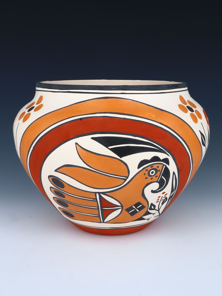 Acoma Pueblo Hand Painted Parrot Pottery Bowl - PuebloDirect.com