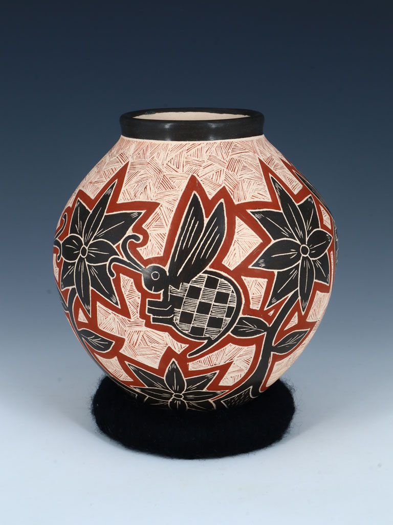 Mata Ortiz Hand Coiled Etched Insect Pottery - PuebloDirect.com