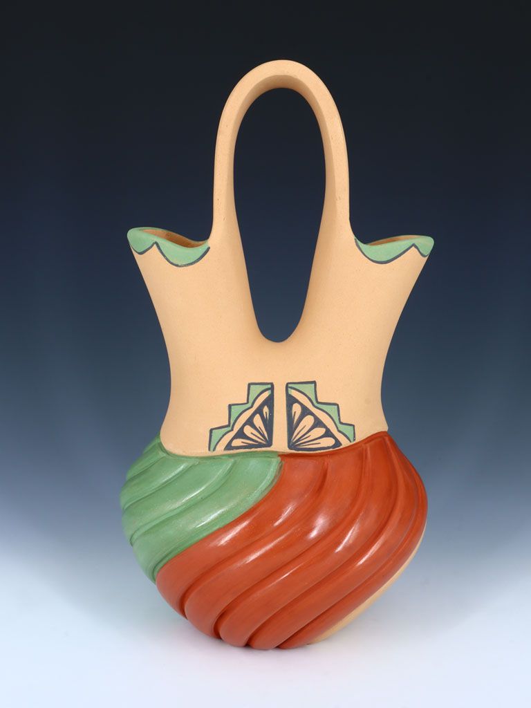 Large Jemez Pueblo Hand Coiled Pottery Wedding Vase - PuebloDirect.com