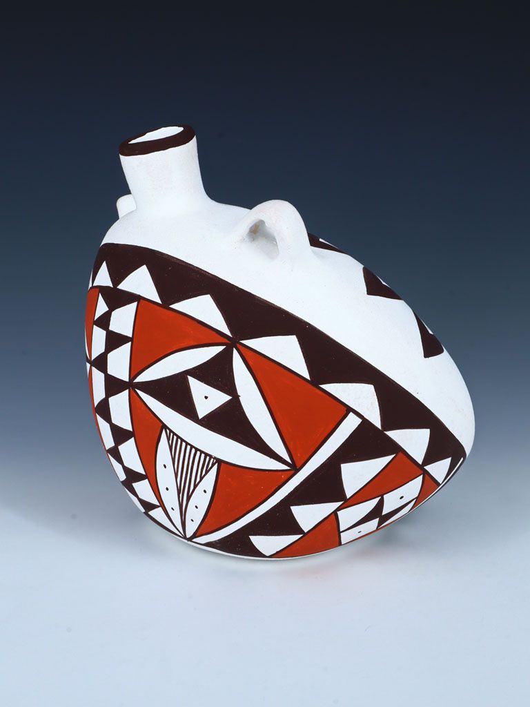 Acoma Style Pottery Painted Parrot Canteen - PuebloDirect.com