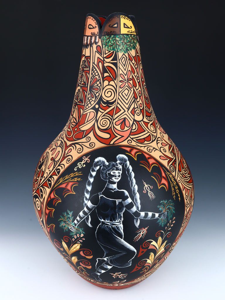 Zia Pueblo Hand Coiled Pottery Koshare Vase - PuebloDirect.com