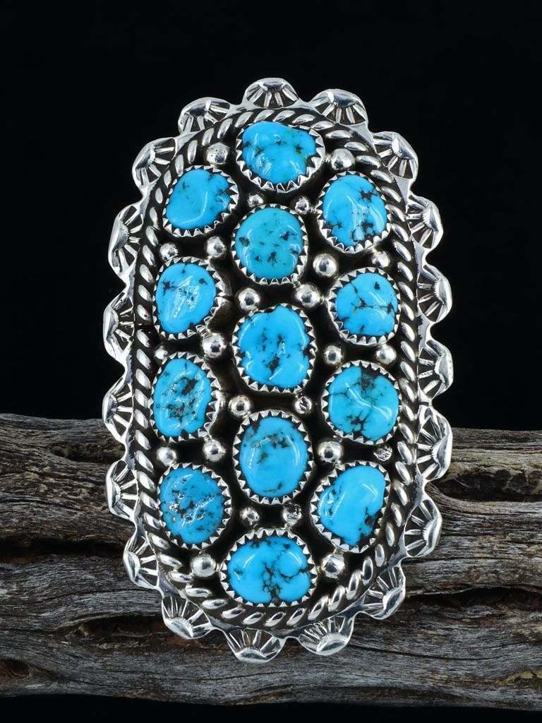 Native American Turquoise Adjustable Ring, Size 8 - PuebloDirect.com