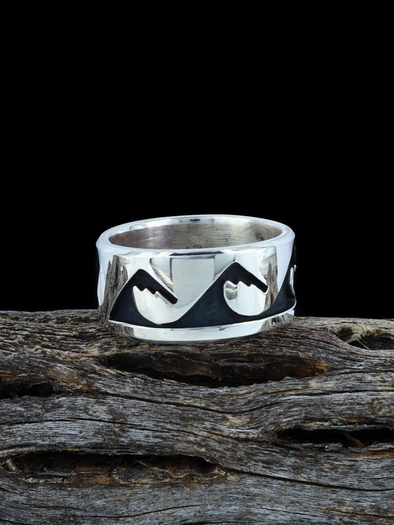 Hopi Sterling Silver Overlay Ring, Size 7 - PuebloDirect.com