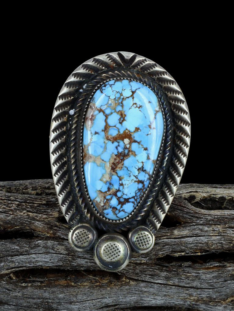 Navajo Sterling Silver Natural Golden Hill Turquoise Ring, Size 7 - PuebloDirect.com