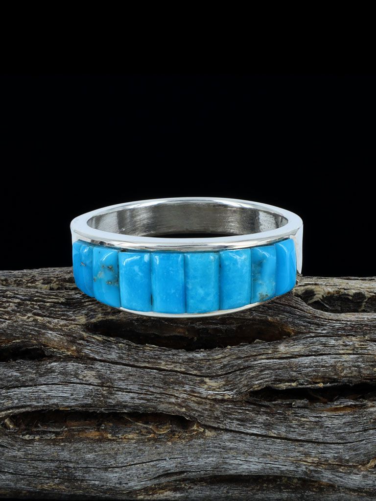 Turquoise Cobblestone Inlay Ring, Size 13 - PuebloDirect.com