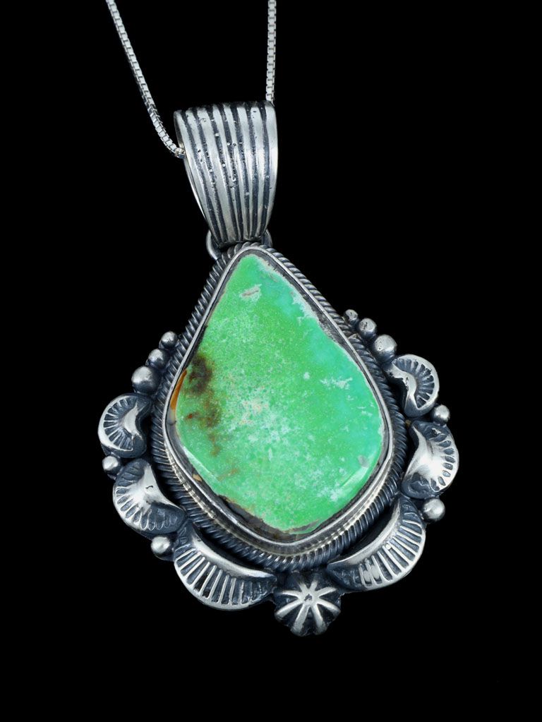 Native American Northern Lights Turquoise Sterling Silver Pendant - PuebloDirect.com
