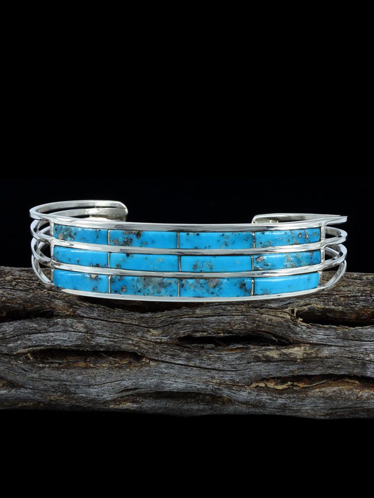 Native American Zuni Turquoise Inlay Bracelet - PuebloDirect.com