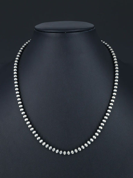 Navajo 20" Sterling Silver Beaded Necklace - PuebloDirect.com