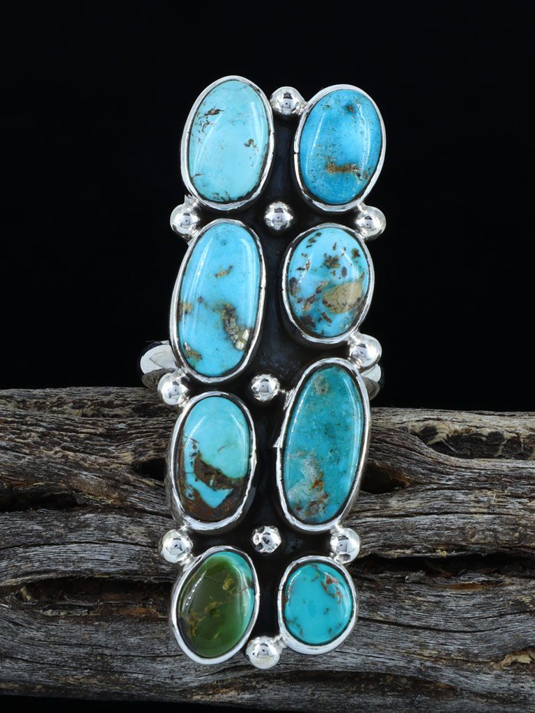 Tyrone Turquoise Adjustable Ring, Size 6 1/2+ - PuebloDirect.com