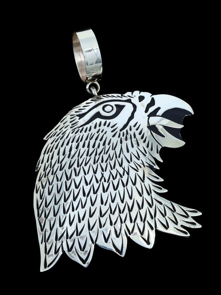 Native American Sterling Silver Overlay Eagle Pendant - PuebloDirect.com