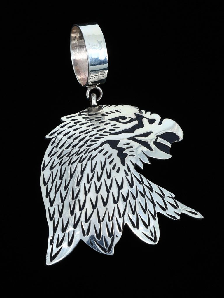 Native American Sterling Silver Overlay Eagle Pendant - PuebloDirect.com