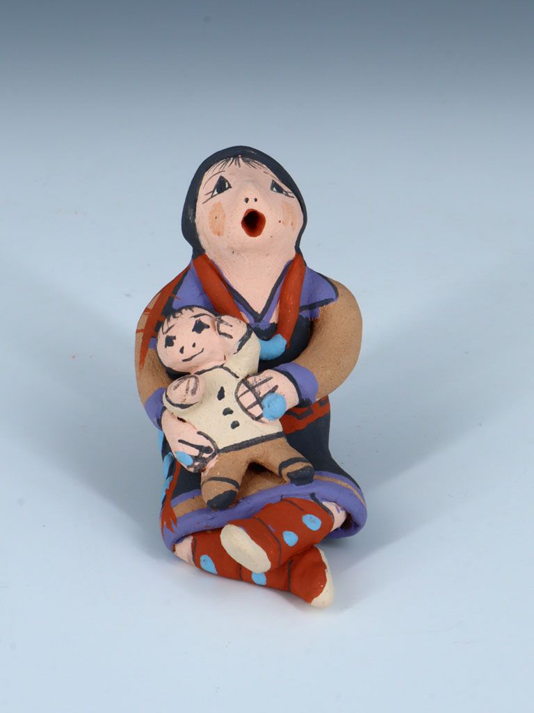 Jemez Pueblo Pottery Mother and Single Baby Storyteller - PuebloDirect.com