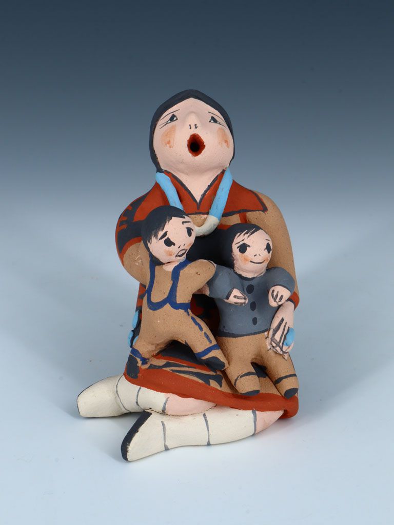 Jemez Pueblo Pottery Mother and Two Children Storyteller - PuebloDirect.com