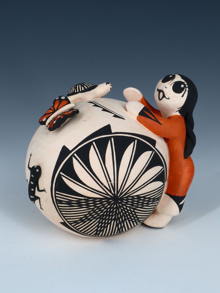 Acoma Pueblo Hand Made Pottery Storyteller Seed Pot - PuebloDirect.com