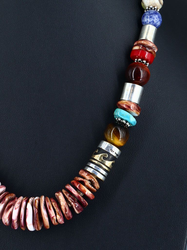 Navajo 21" Spiny Oyster Large Single Strand Beaded Necklace - PuebloDirect.com