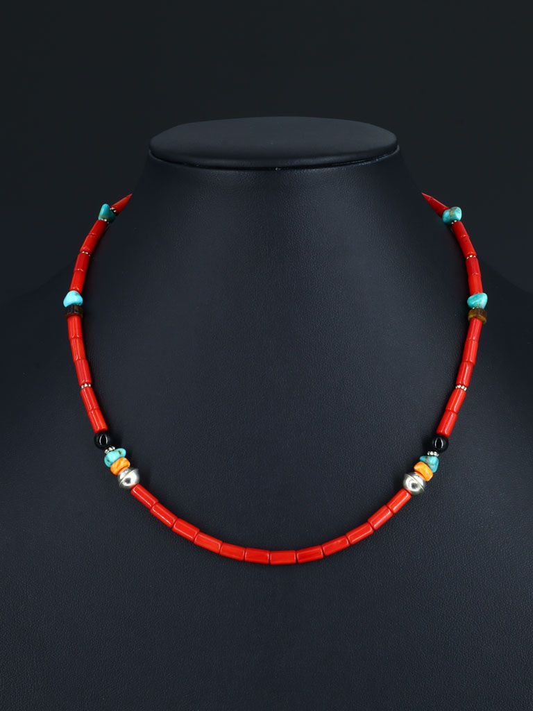 18" Bamboo Coral Single Strand Bead Necklace - PuebloDirect.com
