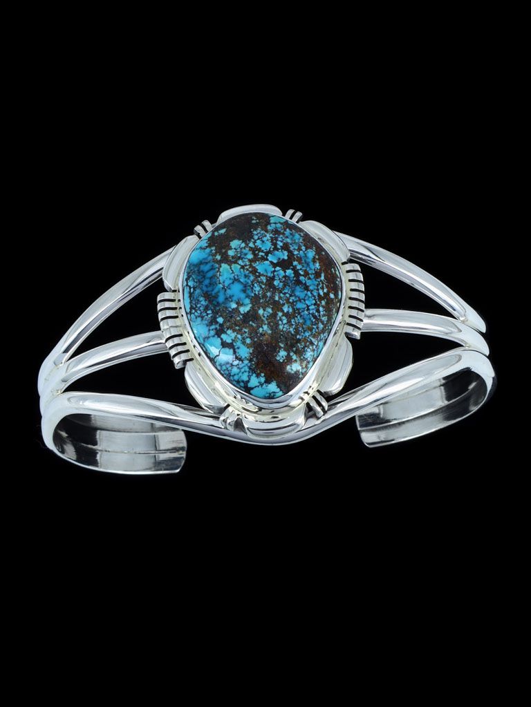 Native American Cloud Mountain Turquoise Sterling Silver Cuff Bracelet - PuebloDirect.com