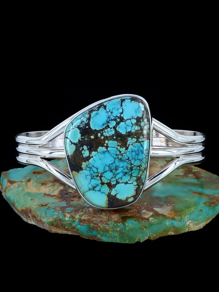 Navajo Natural Sky Horse Turquoise Sterling Silver Cuff Bracelet - PuebloDirect.com