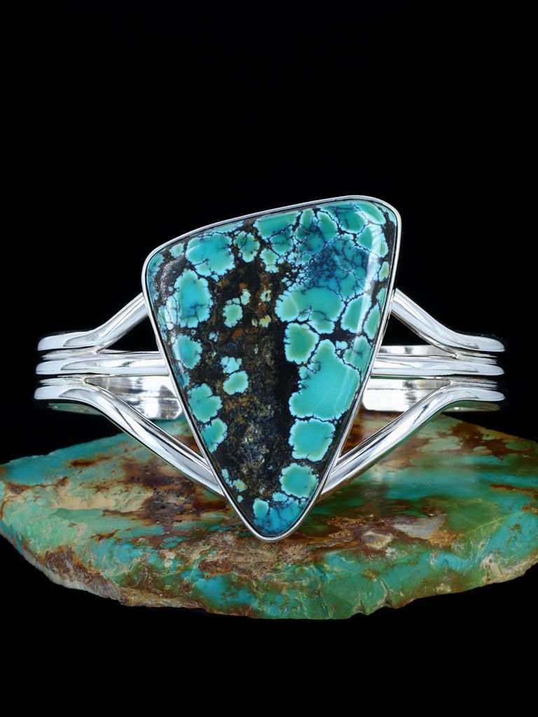 Navajo Natural Sky Horse Turquoise Sterling Silver Cuff Bracelet - PuebloDirect.com