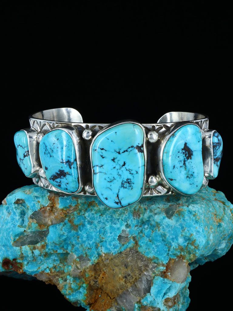Sleeping Beauty Turquoise Sterling Silver Bracelet by Anselm Wallace