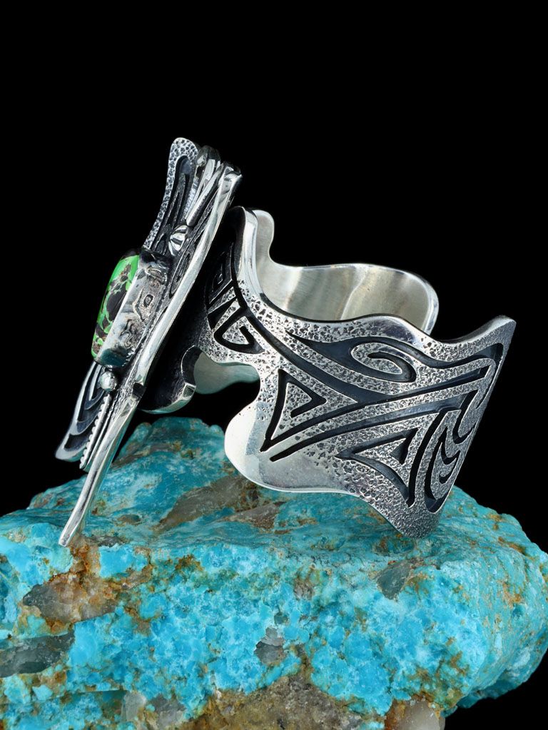 Navajo Carico Lake Turquoise Butterfly Sterling Silver Cuff Bracelet - PuebloDirect.com