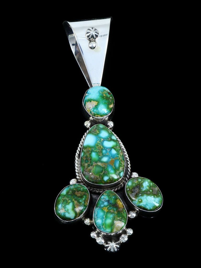 Native American Sonoran Gold Turquoise Sterling Silver Pendant - PuebloDirect.com