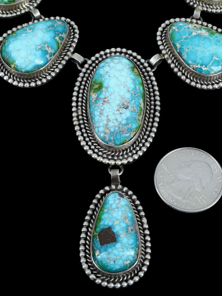 Native American Jewelry Sonoran Turquoise Sterling Silver Necklace - PuebloDirect.com
