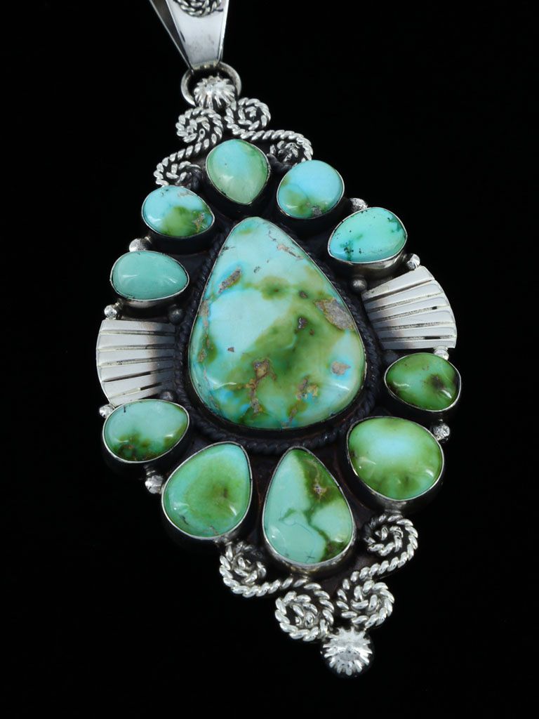 Native American Sonoran Gold Turquoise Sterling Silver Pendant - PuebloDirect.com